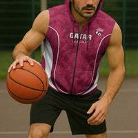 Custom Qatar Football Sleeveless Zip Hoodie 2026 Come On The Maroons - Wonder Print Shop