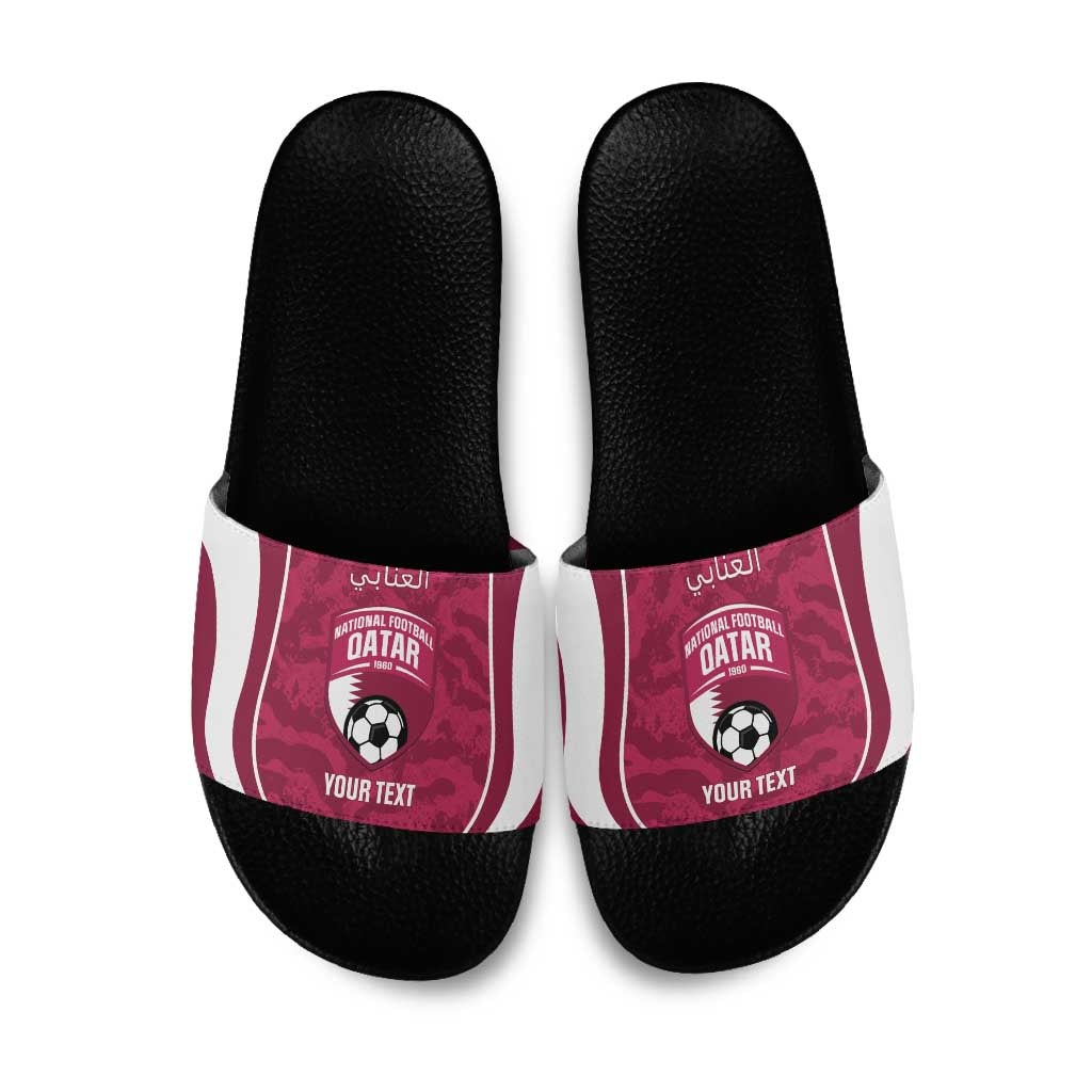 Custom Qatar Football Slide Sandals 2026 Come On The Maroons - Wonder Print Shop