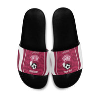 Custom Qatar Football Slide Sandals 2026 Come On The Maroons - Wonder Print Shop