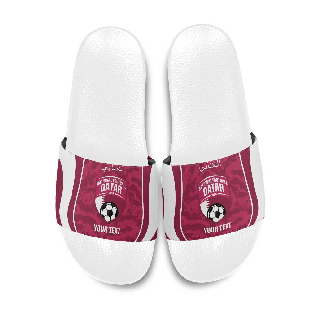 Custom Qatar Football Slide Sandals 2026 Come On The Maroons - Wonder Print Shop