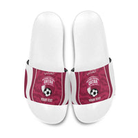 Custom Qatar Football Slide Sandals 2026 Come On The Maroons - Wonder Print Shop