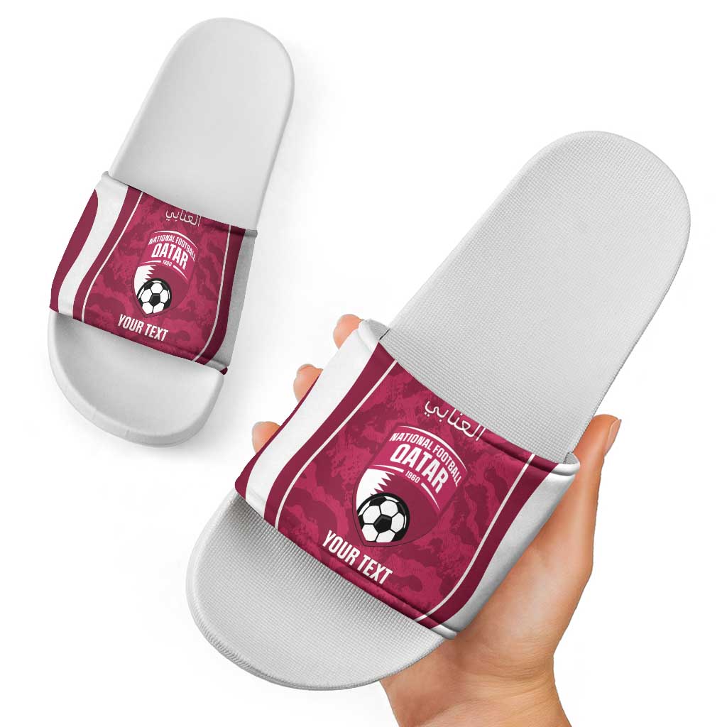 Custom Qatar Football Slide Sandals 2026 Come On The Maroons - Wonder Print Shop