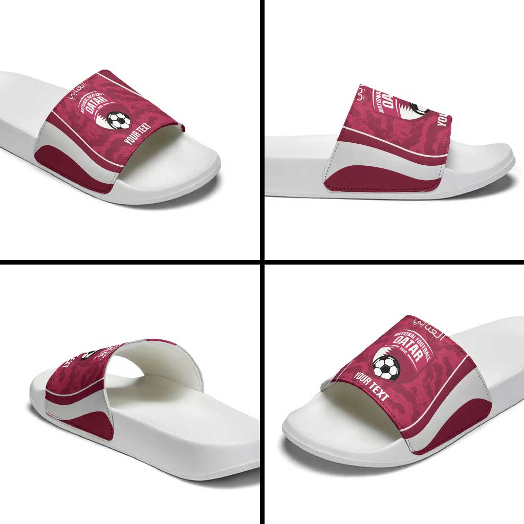 Custom Qatar Football Slide Sandals 2026 Come On The Maroons - Wonder Print Shop