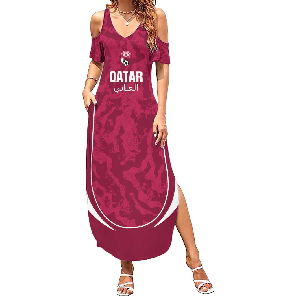 Custom Qatar Football Summer Maxi Dress 2026 Come On The Maroons - Wonder Print Shop
