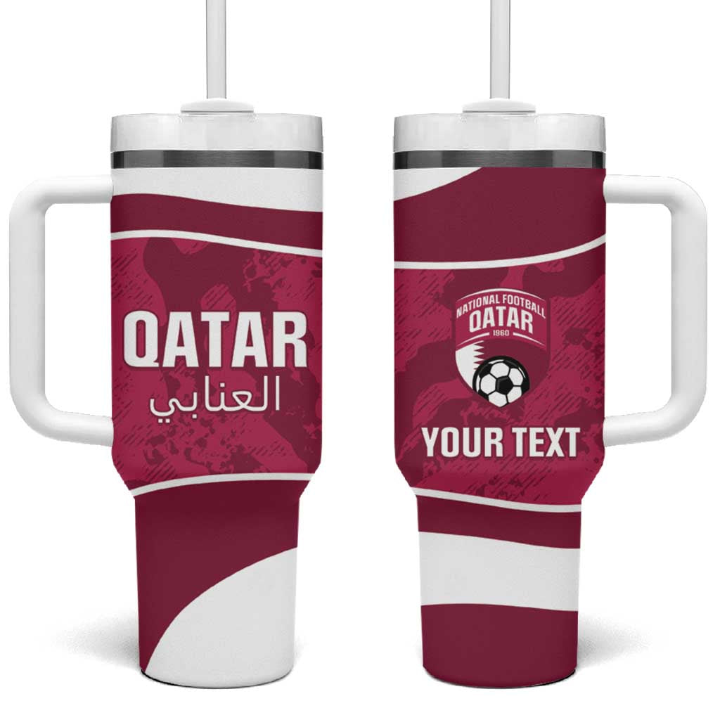 Custom Qatar Football Tumbler With Handle 2026 Come On The Maroons - Wonder Print Shop
