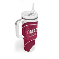 Custom Qatar Football Tumbler With Handle 2026 Come On The Maroons - Wonder Print Shop