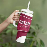 Custom Qatar Football Tumbler With Handle 2026 Come On The Maroons - Wonder Print Shop