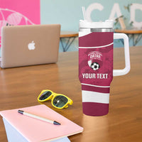 Custom Qatar Football Tumbler With Handle 2026 Come On The Maroons - Wonder Print Shop