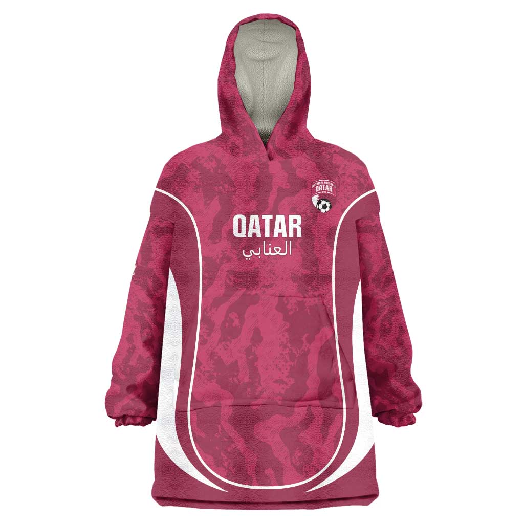 Custom Qatar Football Wearable Blanket Hoodie 2026 Come On The Maroons - Wonder Print Shop