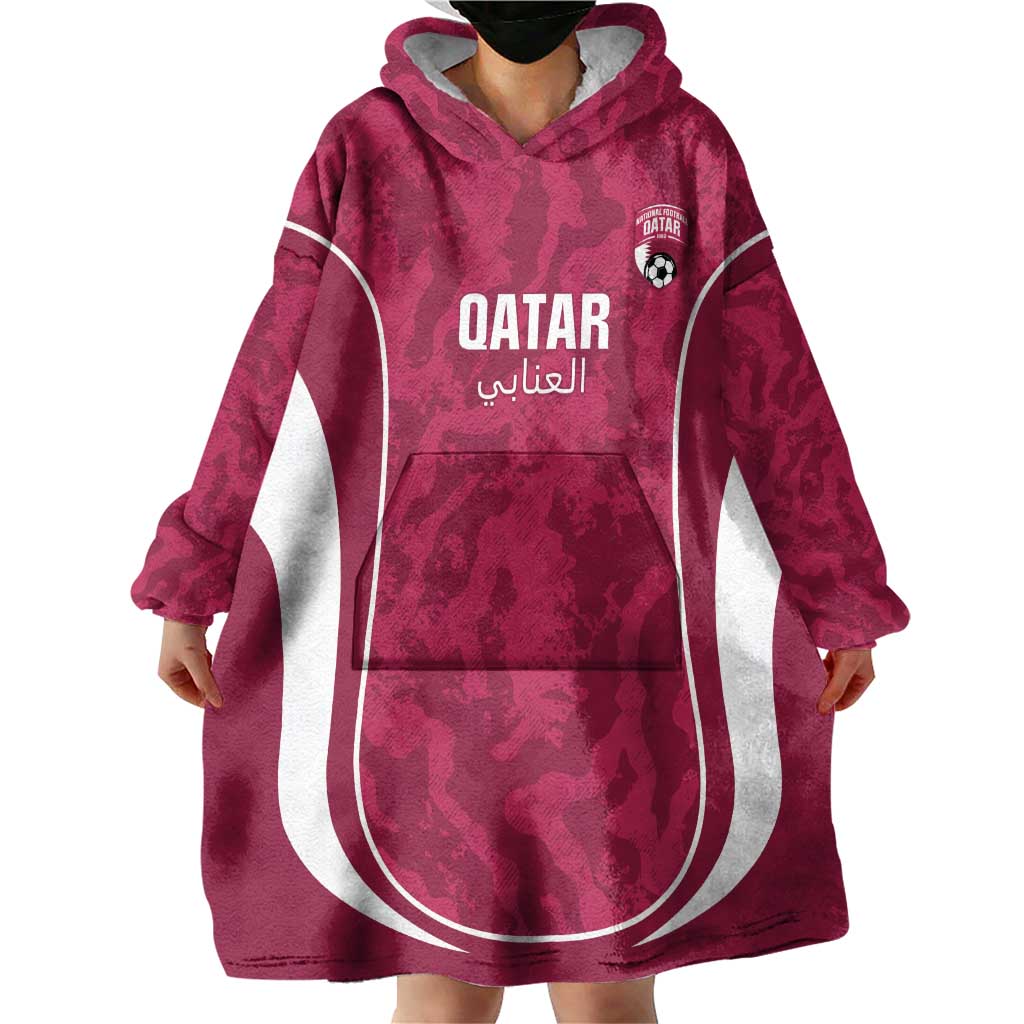 Custom Qatar Football Wearable Blanket Hoodie 2026 Come On The Maroons - Wonder Print Shop