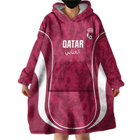 Custom Qatar Football Wearable Blanket Hoodie 2026 Come On The Maroons - Wonder Print Shop