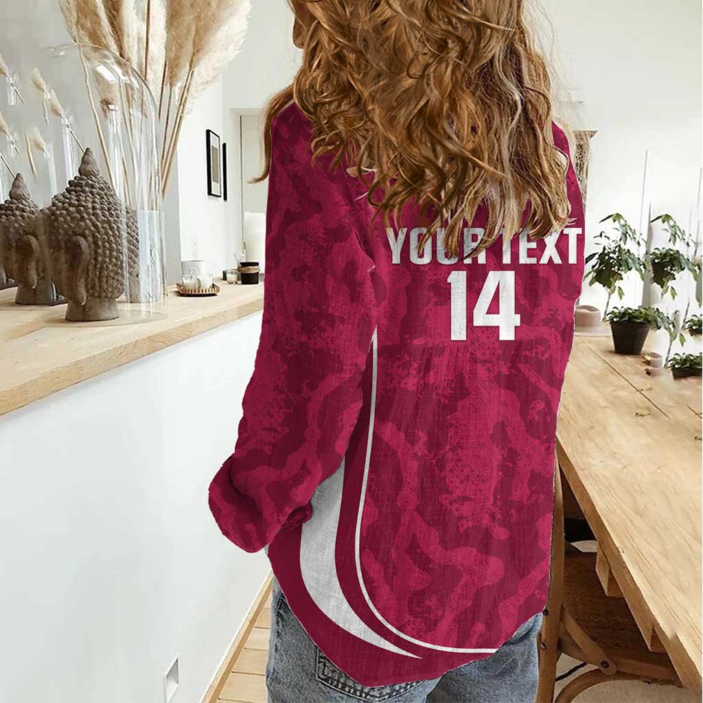 Custom Qatar Football Women Casual Shirt 2026 Come On The Maroons - Wonder Print Shop