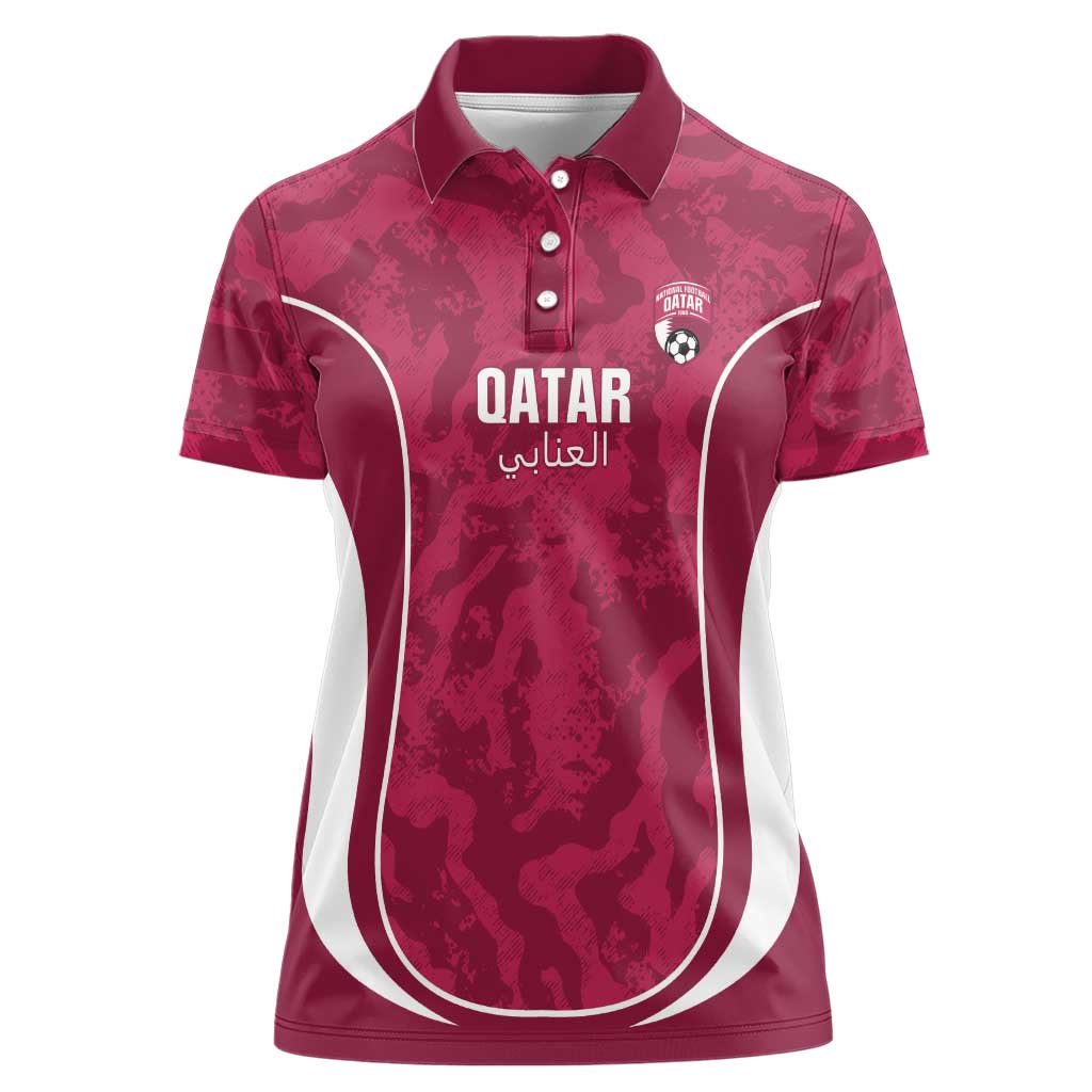Custom Qatar Football Women Polo Shirt 2026 Come On The Maroons - Wonder Print Shop