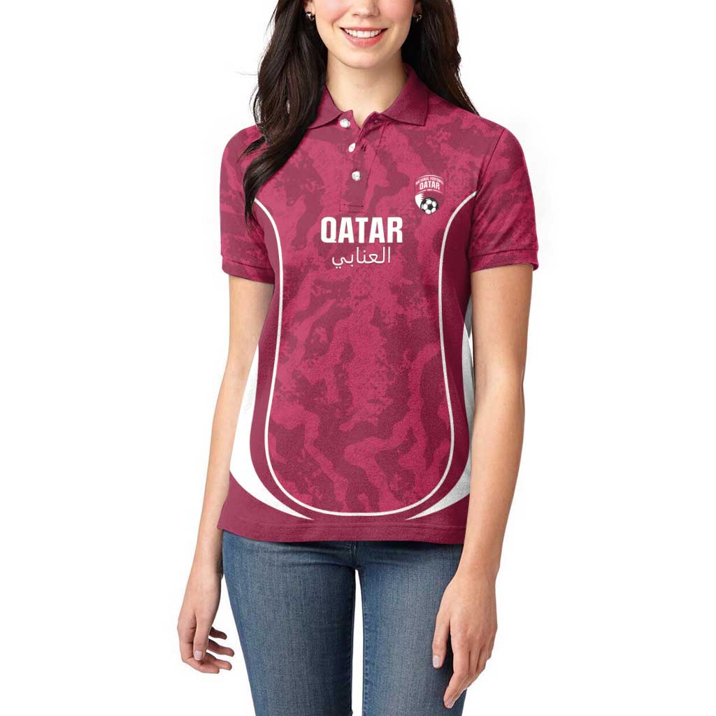 Custom Qatar Football Women Polo Shirt 2026 Come On The Maroons - Wonder Print Shop