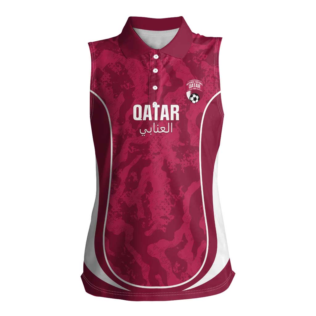 Custom Qatar Football Women Sleeveless Polo Shirt 2026 Come On The Maroons - Wonder Print Shop