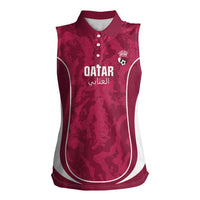 Custom Qatar Football Women Sleeveless Polo Shirt 2026 Come On The Maroons - Wonder Print Shop