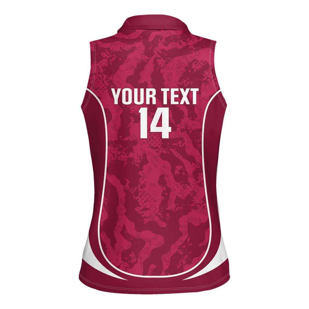 Custom Qatar Football Women Sleeveless Polo Shirt 2026 Come On The Maroons - Wonder Print Shop