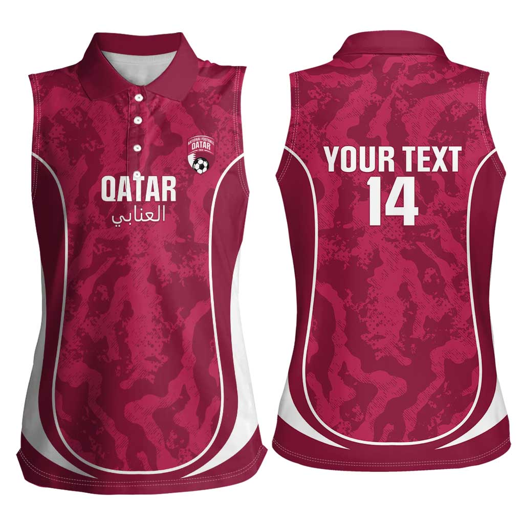 Custom Qatar Football Women Sleeveless Polo Shirt 2026 Come On The Maroons - Wonder Print Shop