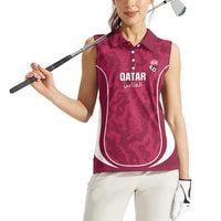 Custom Qatar Football Women Sleeveless Polo Shirt 2026 Come On The Maroons - Wonder Print Shop
