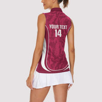 Custom Qatar Football Women Sleeveless Polo Shirt 2026 Come On The Maroons - Wonder Print Shop