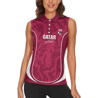 Custom Qatar Football Women Sleeveless Polo Shirt 2026 Come On The Maroons - Wonder Print Shop