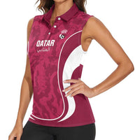 Custom Qatar Football Women Sleeveless Polo Shirt 2026 Come On The Maroons - Wonder Print Shop