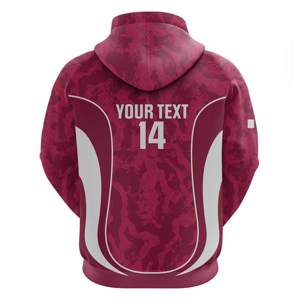 Custom Qatar Football Zip Hoodie 2026 Come On The Maroons - Wonder Print Shop