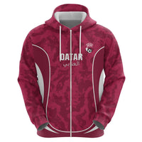 Custom Qatar Football Zip Hoodie 2026 Come On The Maroons - Wonder Print Shop