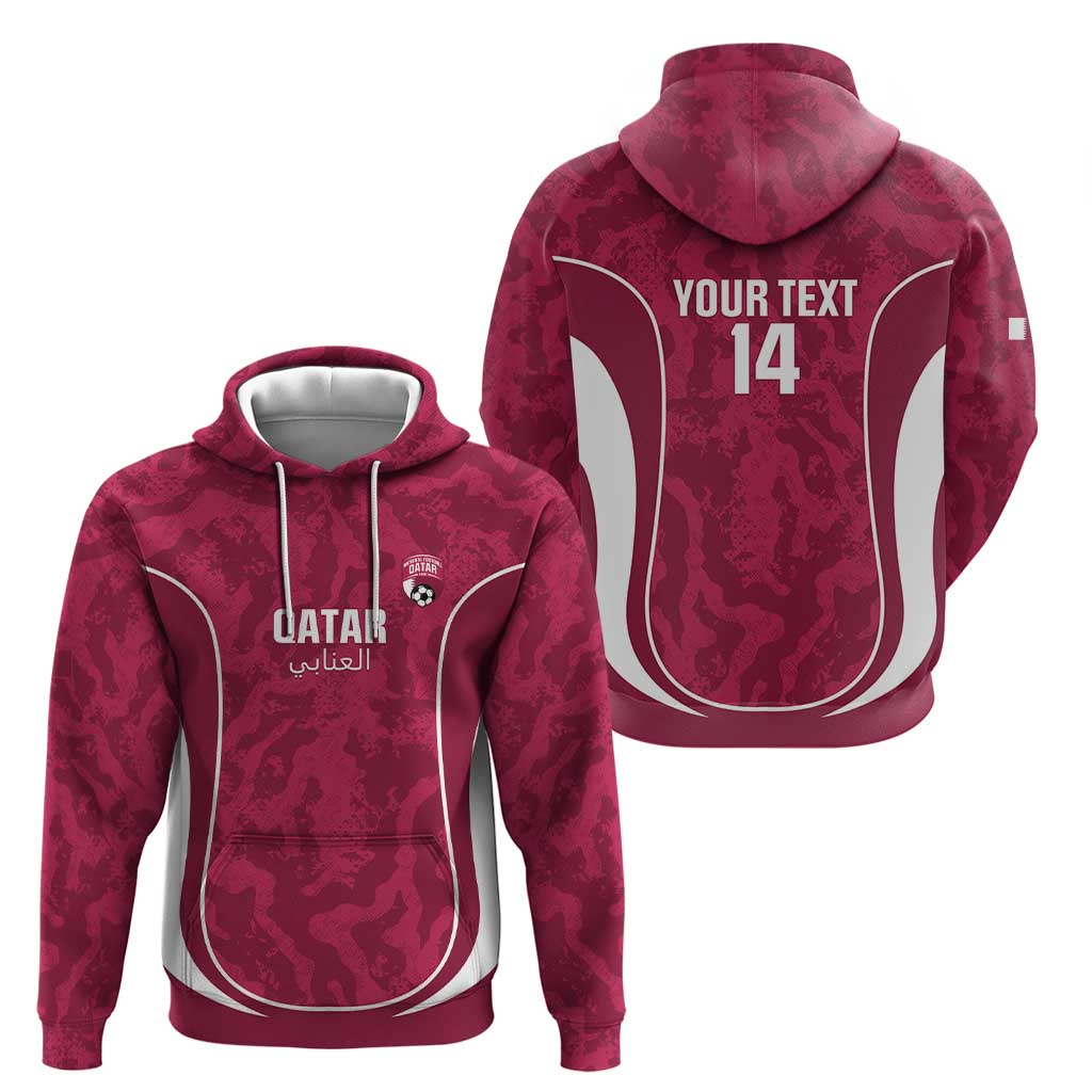 Custom Qatar Football Zip Hoodie 2026 Come On The Maroons - Wonder Print Shop