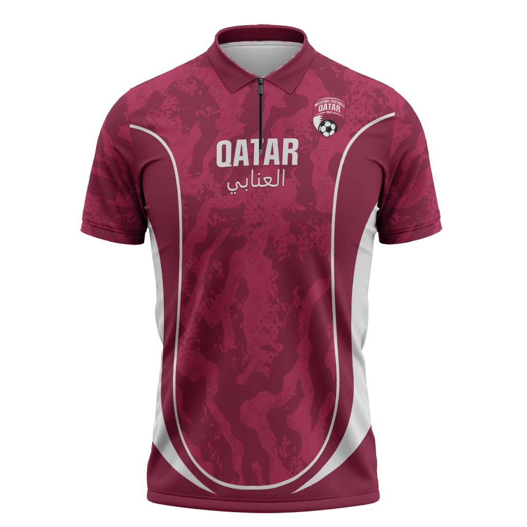 Custom Qatar Football Zipper Polo Shirt 2026 Come On The Maroons - Wonder Print Shop