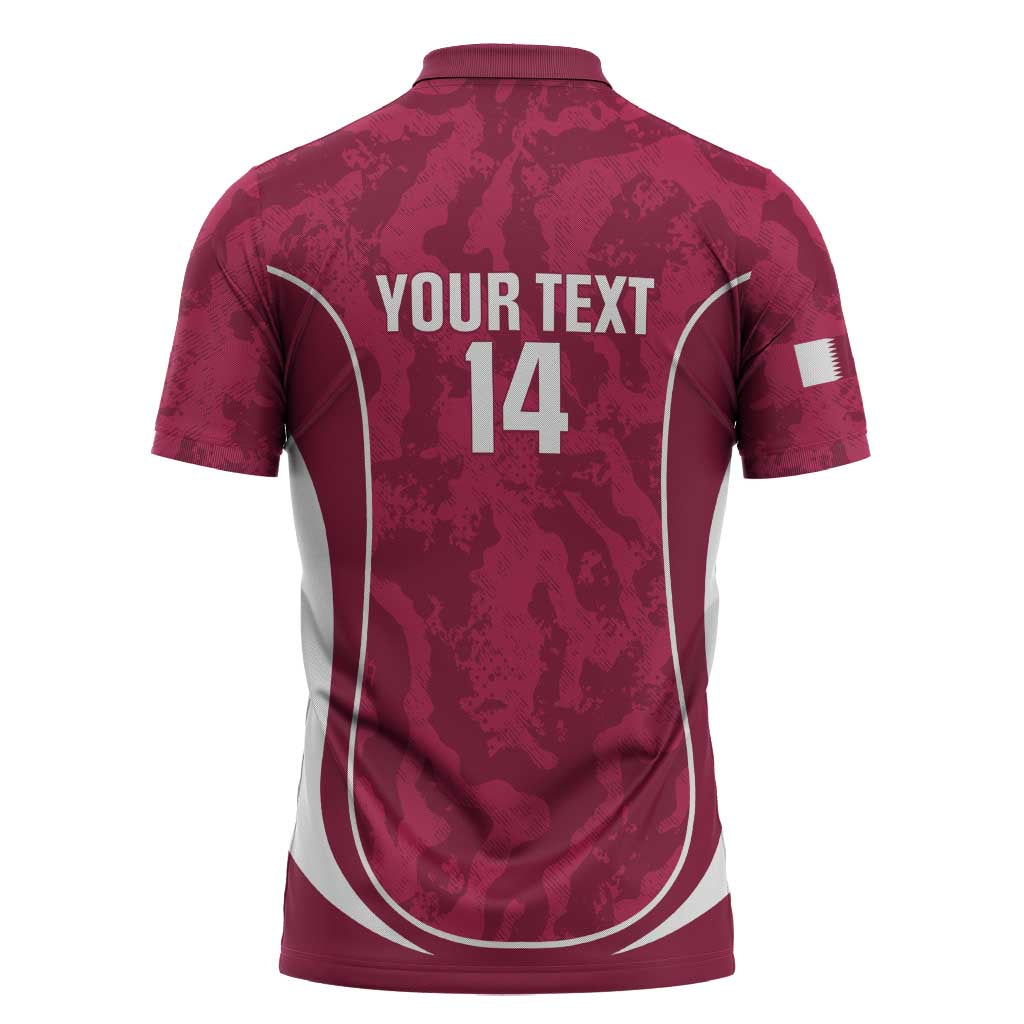 Custom Qatar Football Zipper Polo Shirt 2026 Come On The Maroons - Wonder Print Shop