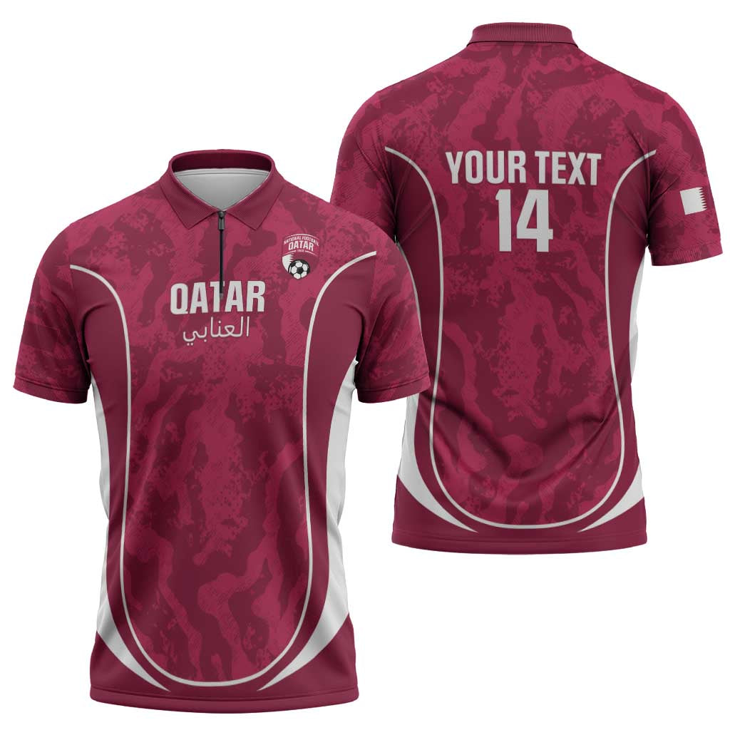 Custom Qatar Football Zipper Polo Shirt 2026 Come On The Maroons - Wonder Print Shop