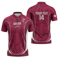 Custom Qatar Football Zipper Polo Shirt 2026 Come On The Maroons - Wonder Print Shop