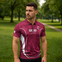 Custom Qatar Football Zipper Polo Shirt 2026 Come On The Maroons - Wonder Print Shop