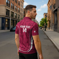 Custom Qatar Football Zipper Polo Shirt 2026 Come On The Maroons - Wonder Print Shop