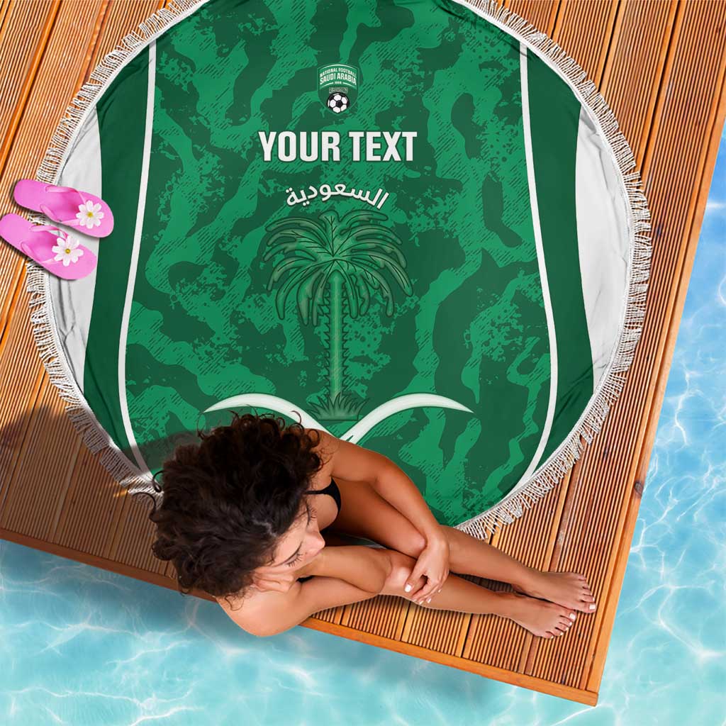 Custom Saudi Arabia Football Beach Blanket 2026 Come On Arabian Falcons - Wonder Print Shop