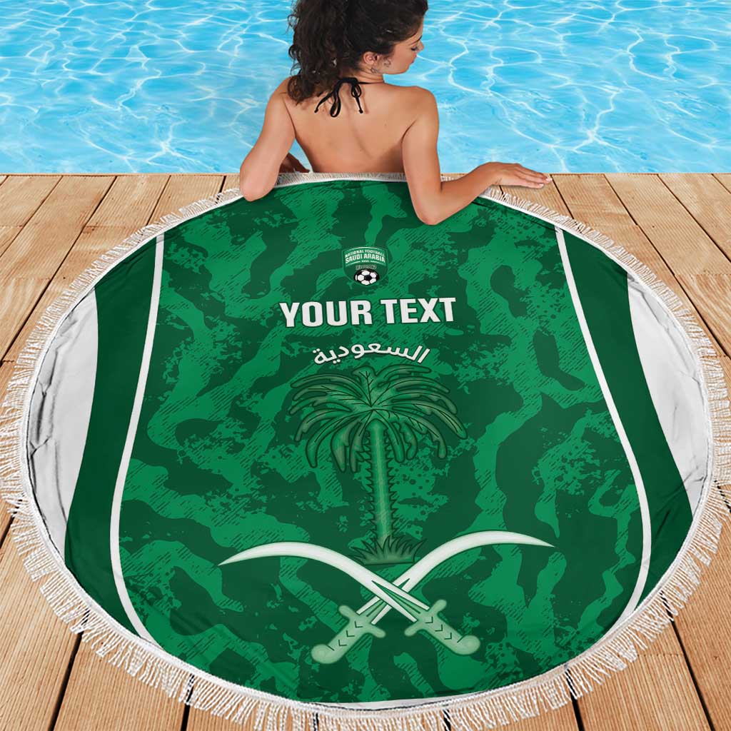 Custom Saudi Arabia Football Beach Blanket 2026 Come On Arabian Falcons - Wonder Print Shop