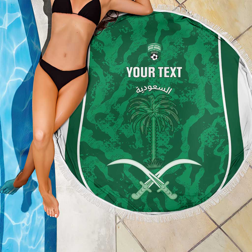 Custom Saudi Arabia Football Beach Blanket 2026 Come On Arabian Falcons - Wonder Print Shop
