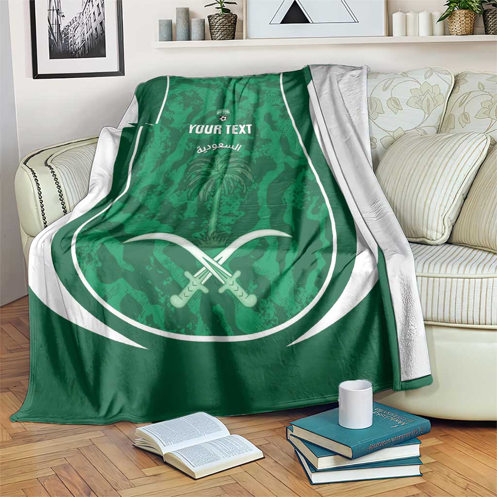 Custom Saudi Arabia Football Blanket 2026 Come On Arabian Falcons - Wonder Print Shop