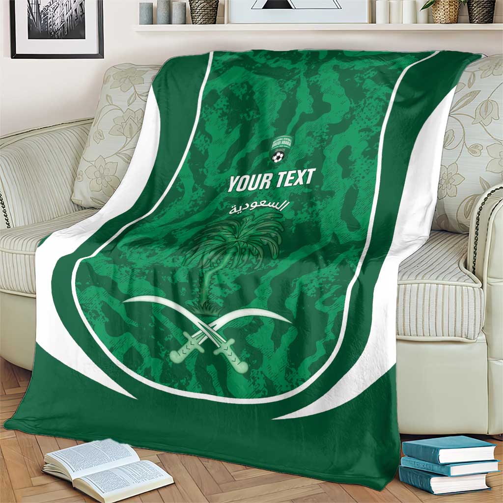 Custom Saudi Arabia Football Blanket 2026 Come On Arabian Falcons - Wonder Print Shop