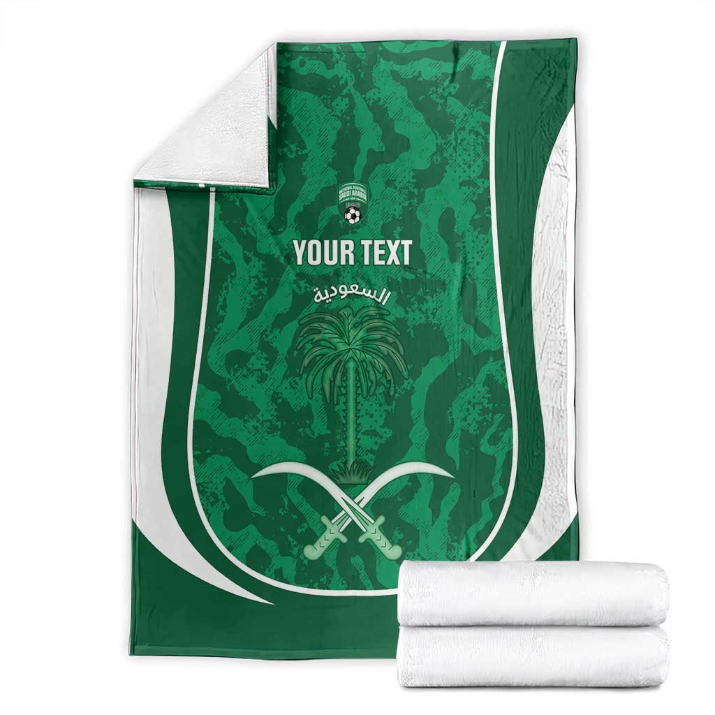 Custom Saudi Arabia Football Blanket 2026 Come On Arabian Falcons - Wonder Print Shop
