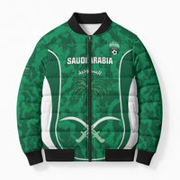 Custom Saudi Arabia Football Bomber Puffer Jacket 2026 Come On Arabian Falcons - Wonder Print Shop