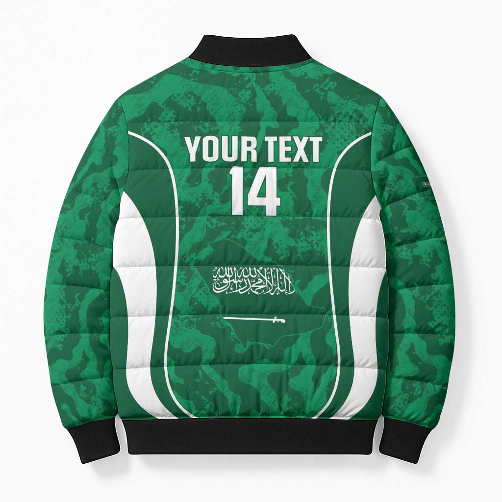 Custom Saudi Arabia Football Bomber Puffer Jacket 2026 Come On Arabian Falcons - Wonder Print Shop