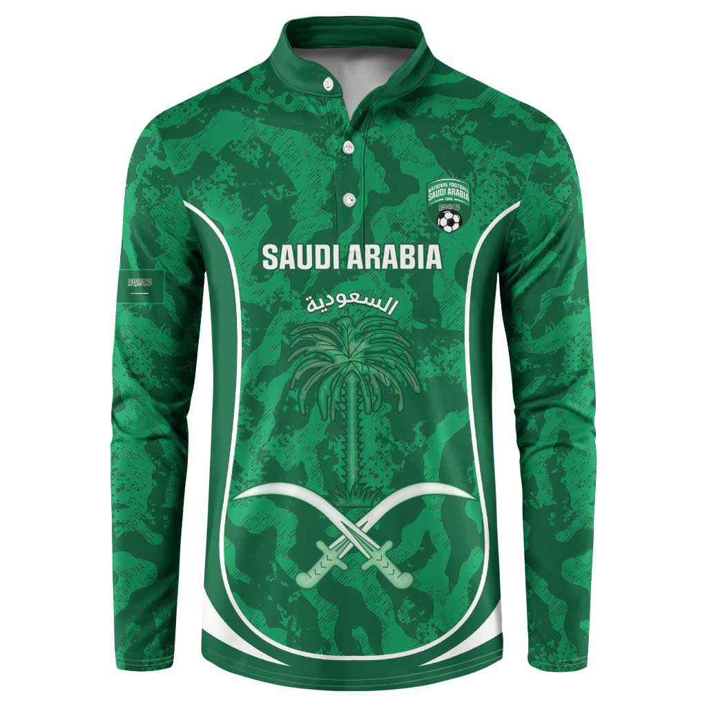 Custom Saudi Arabia Football Button Sweatshirt 2026 Come On Arabian Falcons - Wonder Print Shop