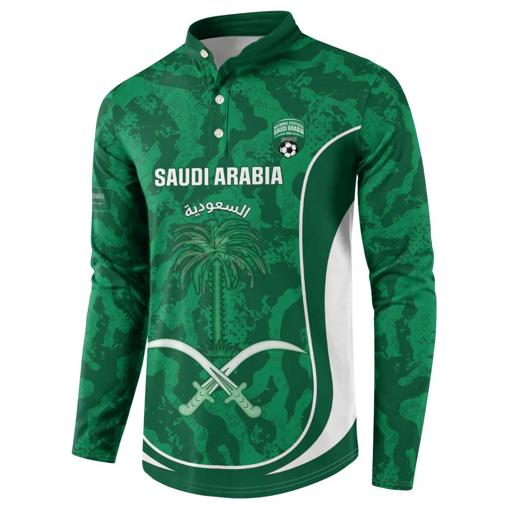 Custom Saudi Arabia Football Button Sweatshirt 2026 Come On Arabian Falcons - Wonder Print Shop