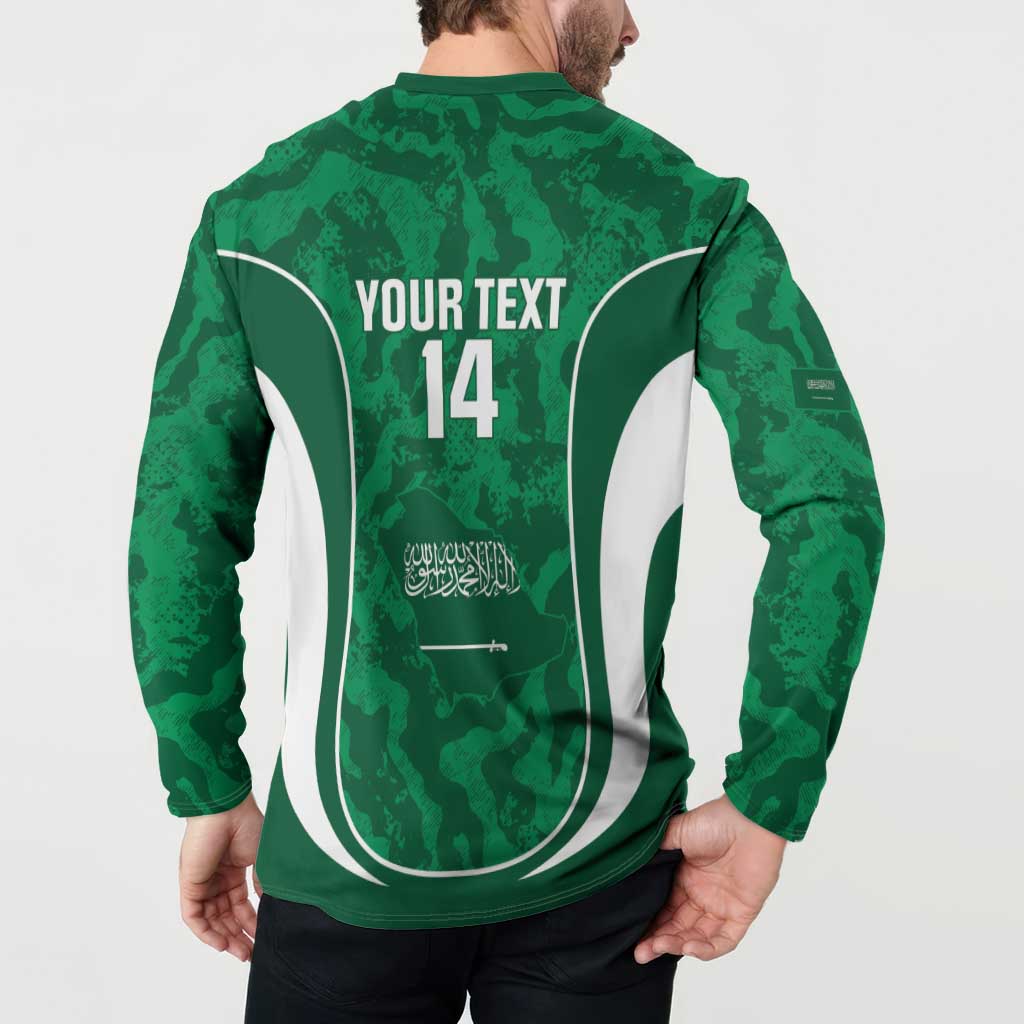 Custom Saudi Arabia Football Button Sweatshirt 2026 Come On Arabian Falcons - Wonder Print Shop