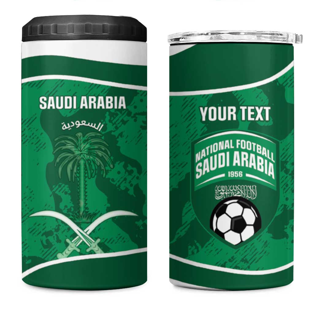 Custom Saudi Arabia Football 4 in 1 Can Cooler Tumbler 2026 Come On Arabian Falcons - Wonder Print Shop