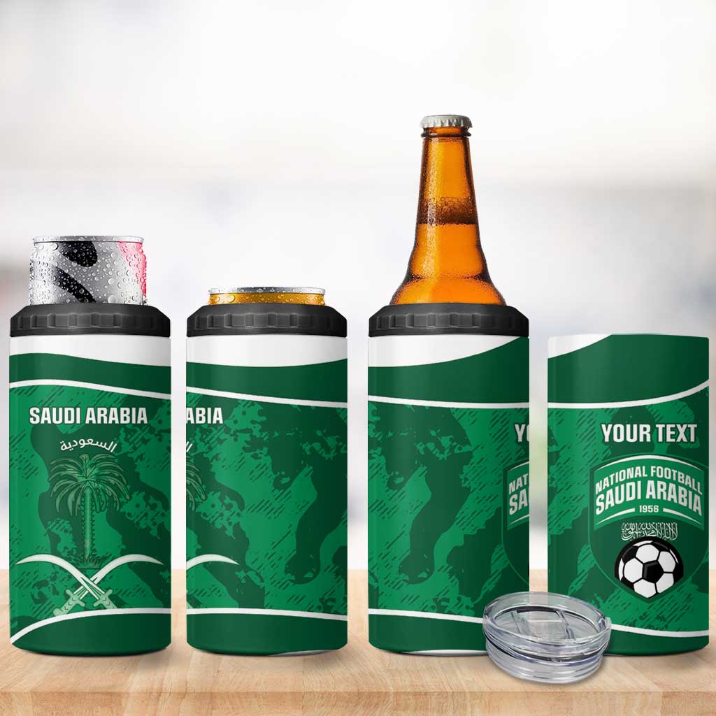 Custom Saudi Arabia Football 4 in 1 Can Cooler Tumbler 2026 Come On Arabian Falcons - Wonder Print Shop