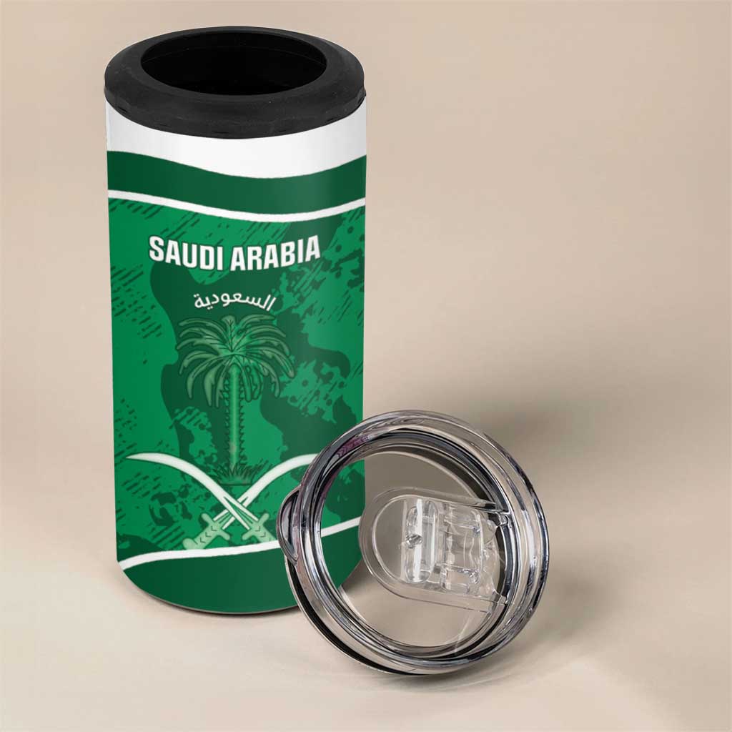 Custom Saudi Arabia Football 4 in 1 Can Cooler Tumbler 2026 Come On Arabian Falcons - Wonder Print Shop