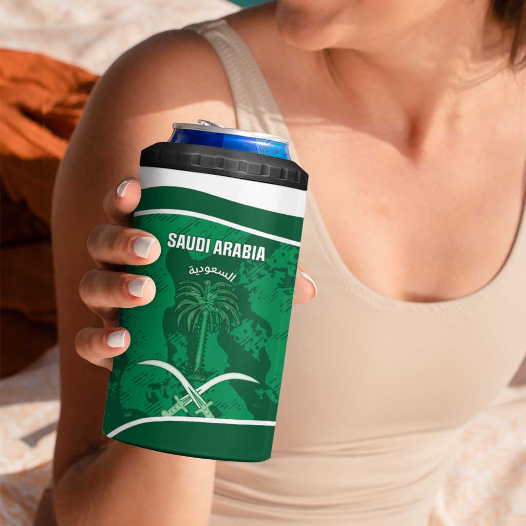 Custom Saudi Arabia Football 4 in 1 Can Cooler Tumbler 2026 Come On Arabian Falcons - Wonder Print Shop